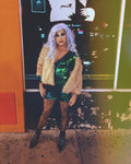 Emerald Sequin Glamour Romper & Faux Fur Set